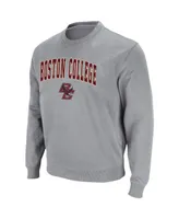 Men's Colosseum Heathered Gray Boston College Eagles Arch & Logo Tackle Twill Pullover Sweatshirt