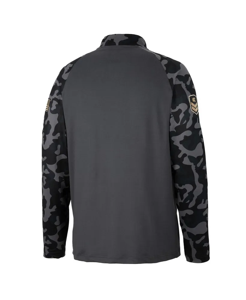 Men's Colosseum Charcoal Usc Trojans Oht Military-Inspired Appreciation Long Range Raglan Quarter-Zip Jacket