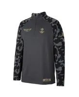 Men's Colosseum Charcoal Navy Midshipmen Oht Military-Inspired Appreciation Long Range Raglan Quarter-Zip Jacket