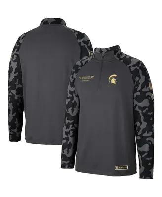 Men's Colosseum Charcoal Michigan State Spartans Oht Military-Inspired Appreciation Long Range Raglan Quarter-Zip Jacket