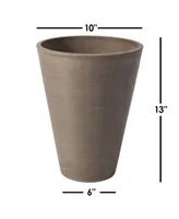 Algreen Valencia Round Tapered Pot Planter Spun Taupe 10 x 13 Inch