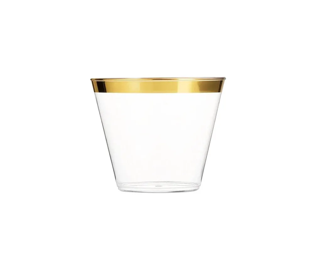 9 oz. Clear with Gold Swirl Round Plastic Party Cups