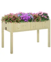 Outdoor Patio Backyard Plant Box w/ Included Inner Liner, Wood