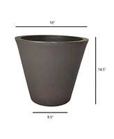 Tusco Products Cosmopolitan Round Garden Planter Espresso Brown, 16in