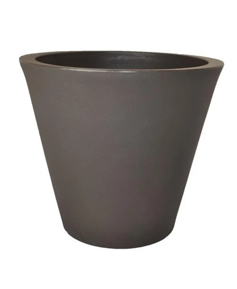 Tusco Products Cosmopolitan Round Garden Planter Espresso Brown, 16in