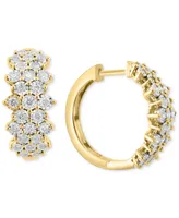 Effy Diamond Cluster Hoop Earrings (1 ct. t.w.) 14k White Gold (Also available Two-Tone Gold)