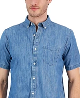 Club Room Men's Chambray Short-Sleeve Button-Down Pocket Shirt, Created for Macy's