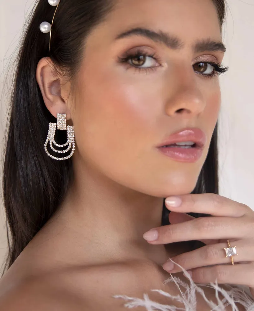 Ettika True Beauty Crystal Earrings in 18K Gold Plating