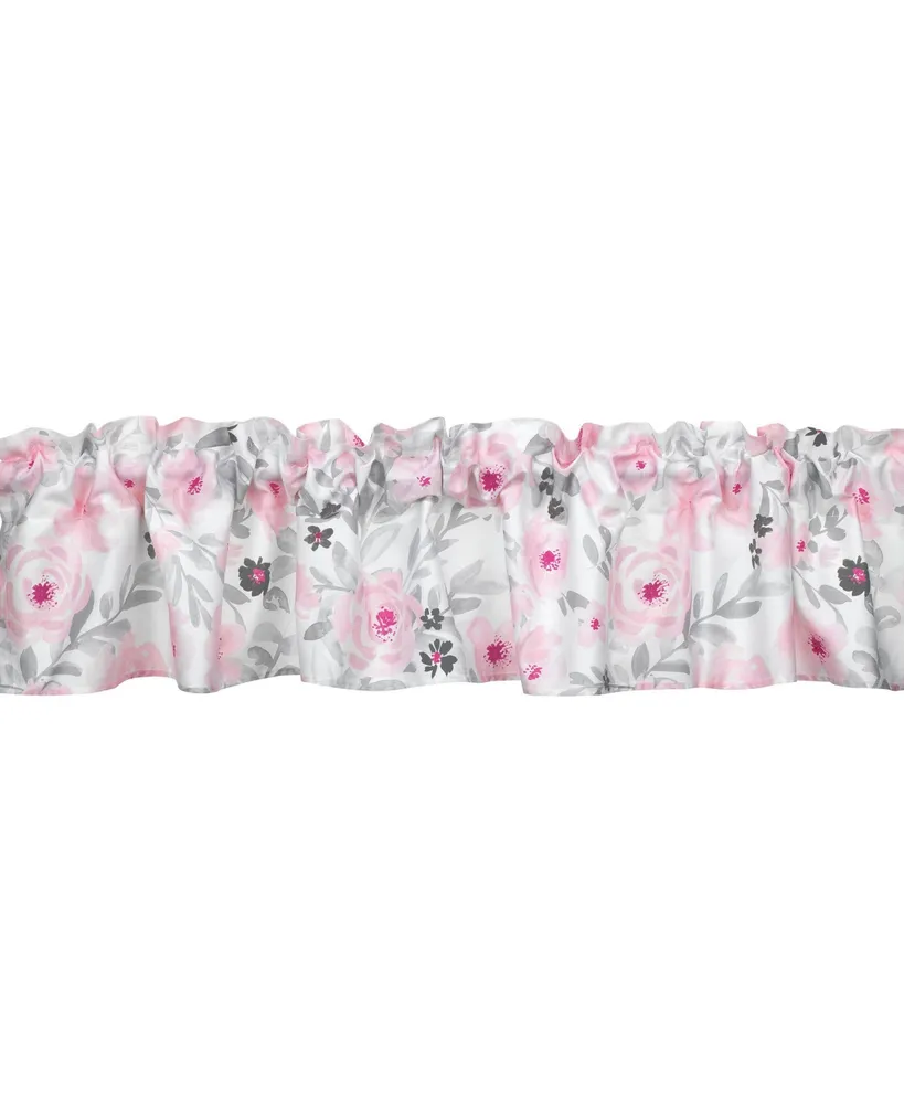 Bedtime Originals Blossom Pink/Gray Watercolor Floral Window Valance