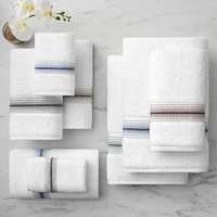 Aston and Arden White Turkish Luxury Striped Hand Towels for Bathroom 600 Gsm, 18x32 in., 4-Pack , Super Soft Absorbent