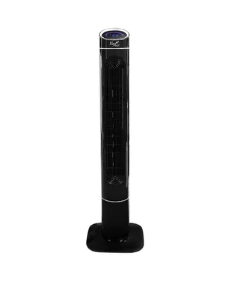 Vie Air 50 Inch Luxury Digital 3 Speed High Velocity Tower Fan with Fresh Air Ionizer and Remote Control in Black