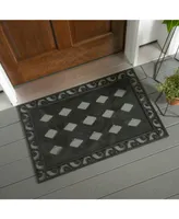 Evergreen Scroll Cutout Embossed Floor Mat Indoor Outdoor Rubber Tray 2'x3' Fits Embossed Doormats Size 30"x18" Black