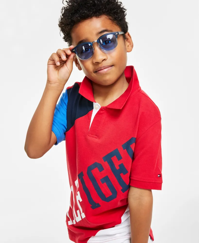 Tommy Hilfiger Little Boys Diagonal Pieced Short Sleeve Polo Shirt |  Connecticut Post Mall