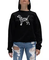 La Pop Art Women's Dog Paw Prints Word Crewneck Sweatshirt