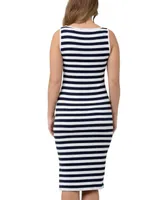 Ripe Maternity Lee Button Down St Rib Dress Navy/White