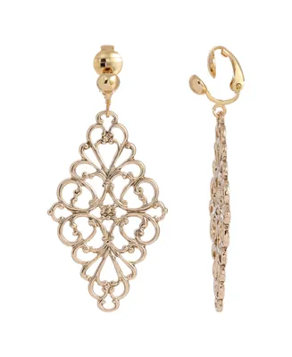 2028 Filigree Diamond Shape Clip Earrings 