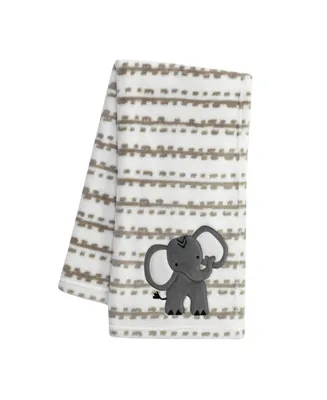 Lambs & Ivy Jungle Safari White/Tan Plush Minky Elephant Nursery Baby Blanket