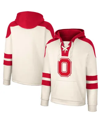 Men's Colosseum Cream Ohio State Buckeyes Lace-Up 4.0 Vintage-Like Pullover Hoodie