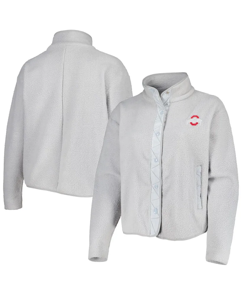 Women's Gray Ohio State Buckeyes Plus Wheelhouse Sherpa Full-Snap Jacket