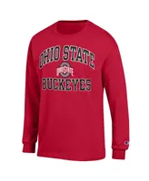 Men's Champion Scarlet Ohio State Buckeyes High Motor Long Sleeve T-shirt