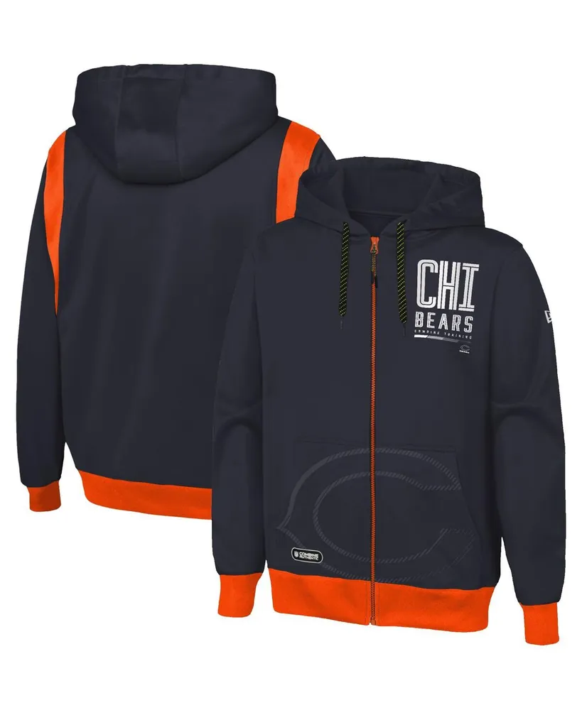 Men's New Era Navy Chicago Bears Combine Authentic Drop Back Full-Zip Hoodie