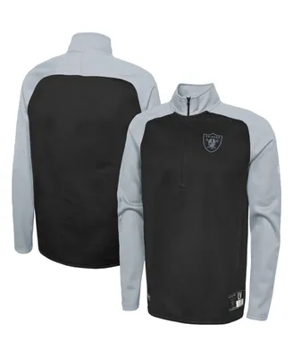 Men's New Era Black Las Vegas Raiders Combine Authentic O-Line Raglan Half-Zip Jacket
