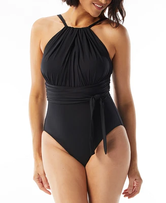 Coco Reef Women's Contours Belted High-Neck One-Piece Swimsuit