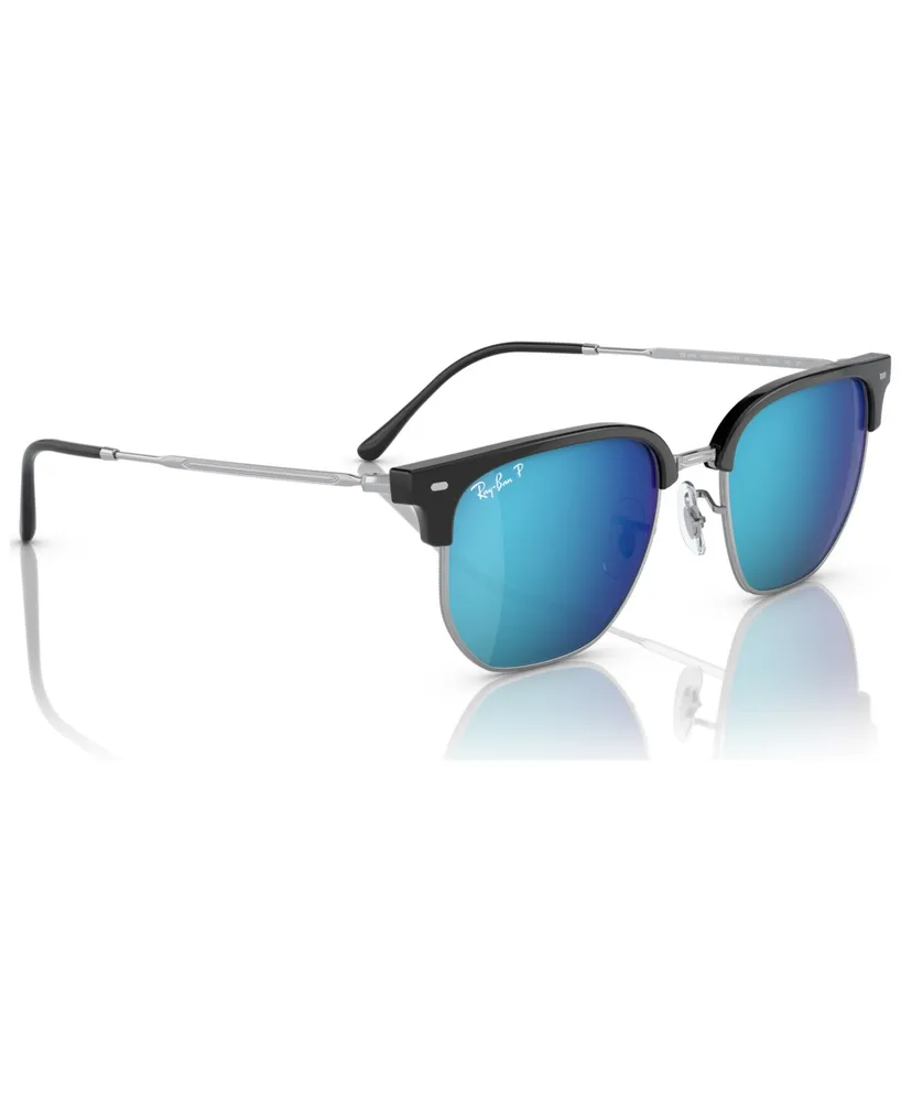 Ray-Ban Unisex New Clubmaster 51 Polarized Sunglasses, RB441651-zp - Black On Silver