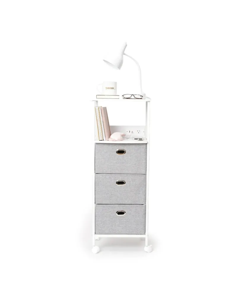 Dormify 3-Drawer Charging Cart on Wheels