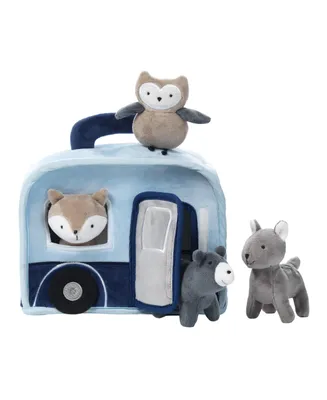 Lambs Ivy Interactive Blue Camper/Rv Plush with Stuffed Animal Toys