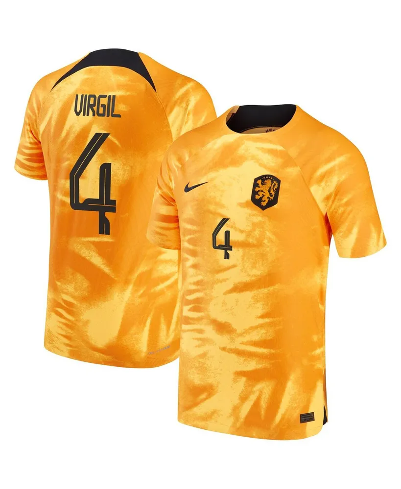 Men's Nike Virgil Van Dijk Orange Netherlands National Team 2022/23 Home Vapor Match Authentic Player Jersey