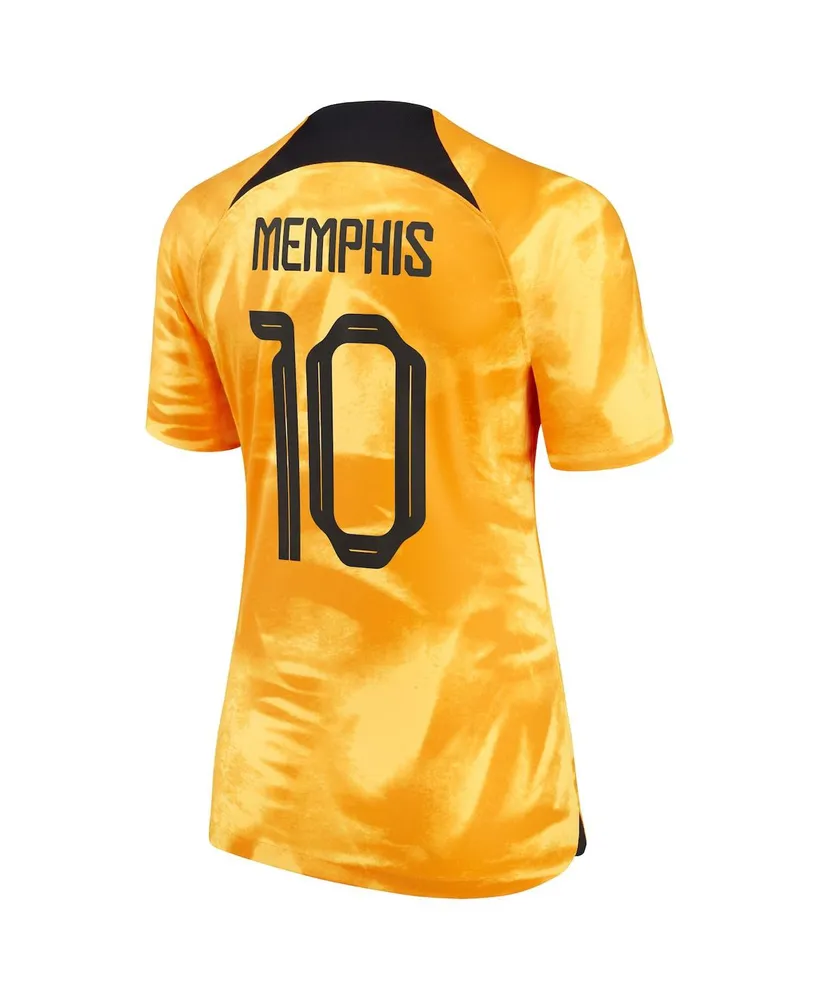 Women's Nike Memphis Depay Orange Netherlands National Team 2022/23 Home Breathe Stadium Replica Player Jersey