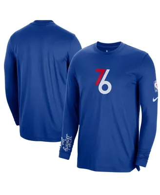 Men's Nike Blue Philadelphia 76ers 2022/23 City Edition Pregame Warmup Long Sleeve Shooting Shirt
