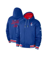 Men's Nike Blue, Red Philadelphia 76ers 2022/23 City Edition Courtside Bomber Full-Zip Hoodie Jacket