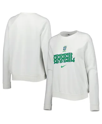 Women's Nike White Brazil National Team Lockup Varsity Raglan Pullover Sweatshirt
