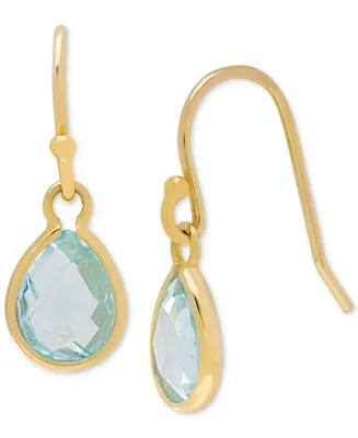 Blue Topaz (2-1/5 ct. t.w.) Pear-Shape Drop Earrings in 14k Gold-Plated Sterling Silver