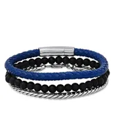 hickey by Hickey Freeman Roll-Braided Genuine Leather Bracelet, 3 Piece Set