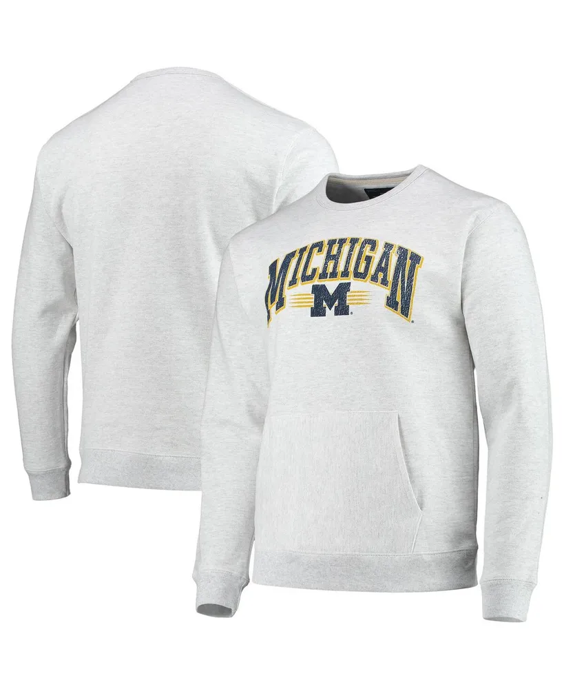 Men's League Collegiate Wear Heathered Gray Michigan Wolverines Upperclassman Pocket Pullover Sweatshirt