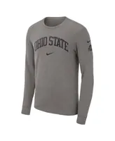 Men's Nike Heather Gray Ohio State Buckeyes Arch 2-Hit Long Sleeve T-shirt