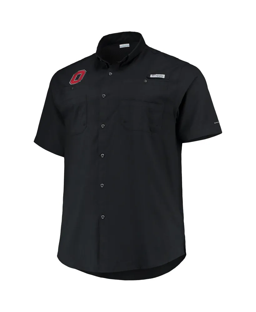 Men's Columbia Black Ohio State Buckeyes Big and Tall Tamiami Omni-Shade Button-Down Shirt