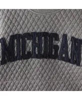 Women's Pressbox Heather Charcoal Michigan Wolverines Moose Quilted Pullover Sweatshirt