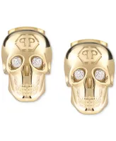 Philipp Plein Gold-Tone Ip Stainless Steel Pave 3D $kull Stud Earrings