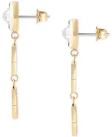 Philipp Plein Gold-Tone Ip Stainless Steel Crystal Hexagon Logo Triple Drop Earrings
