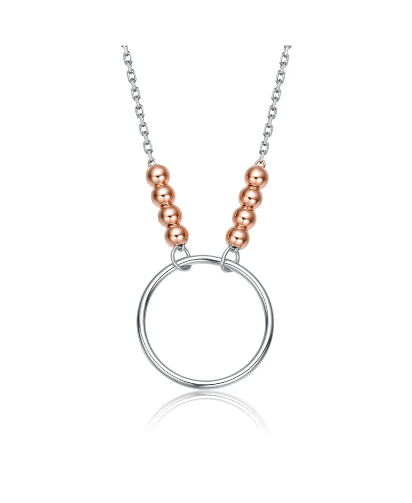 Genevive Stylish Sterling Silver Two-Tone Halo Necklace