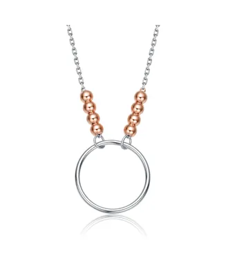 Genevive Stylish Sterling Silver Two-Tone Halo Necklace