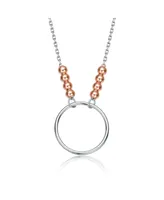 Genevive Stylish Sterling Silver Two-Tone Halo Necklace