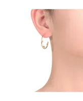 Rachel Glauber 14K Gold Plated Beaded Open Hoop Earrings