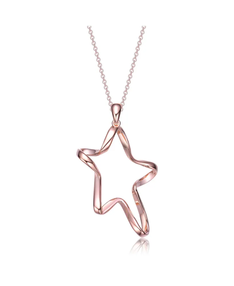 Genevive Classy Sterling Silver with Rhodium Plating Star Halo Necklace