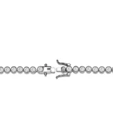 Genevive Elegant Sterling Silver Tennis Bracelet with Rhodium Plating and Clear Round Cubic Zirconia in Milgrain Bezel Setting