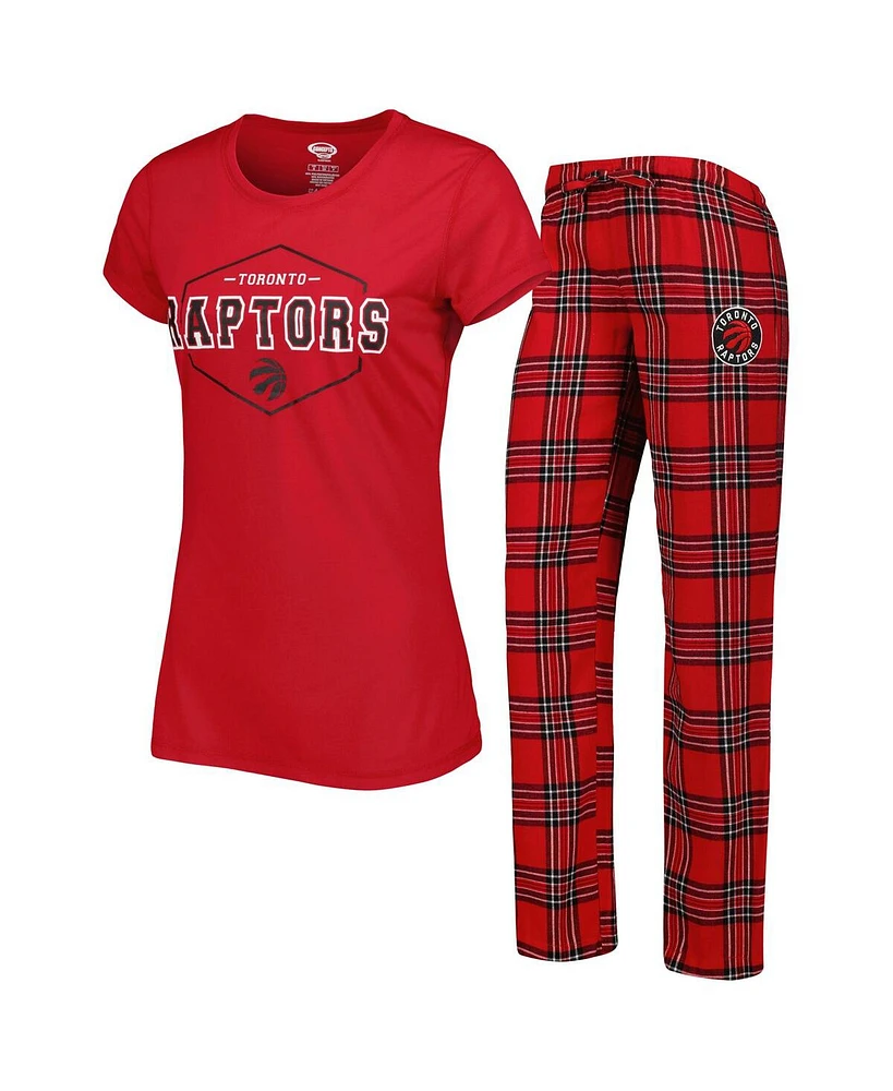 Women's Concepts Sport Red, Black Toronto Raptors Badge T-shirt and Pajama Pants Sleep Set